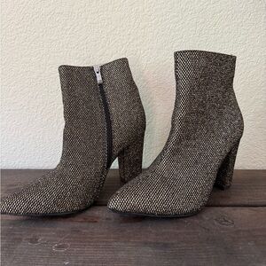 Women's Black Metallic Ankle Boots with Side Zip